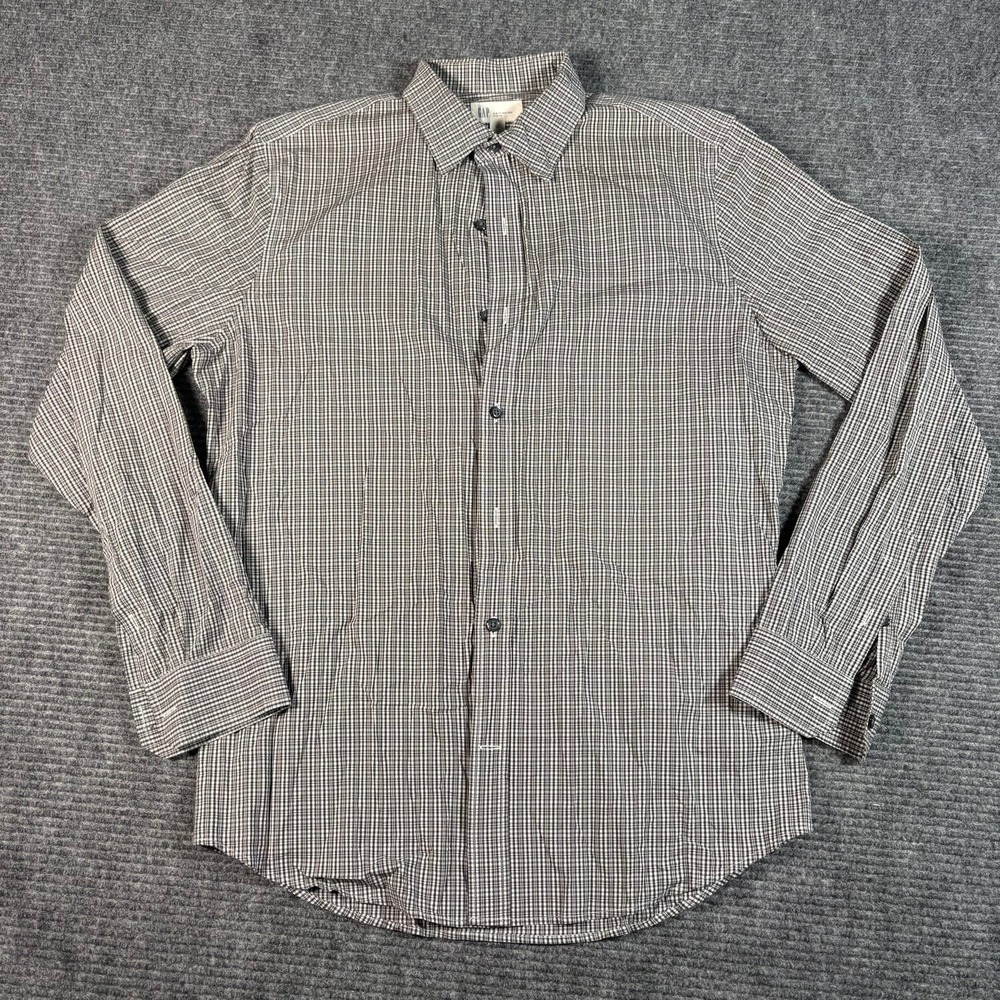 Gap Button Down Shirt Mens M Black White Excellent Slim Fit Non-Iron Stretch